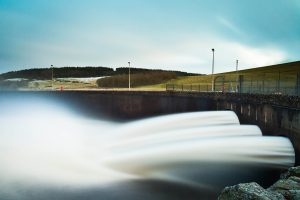 Northumbrian Water and Kielder Waterside. Water flooding our of the reservoir